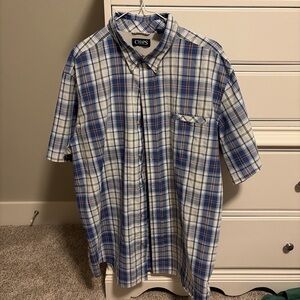 Chaps Men's Blue and White Plaid Shirt
